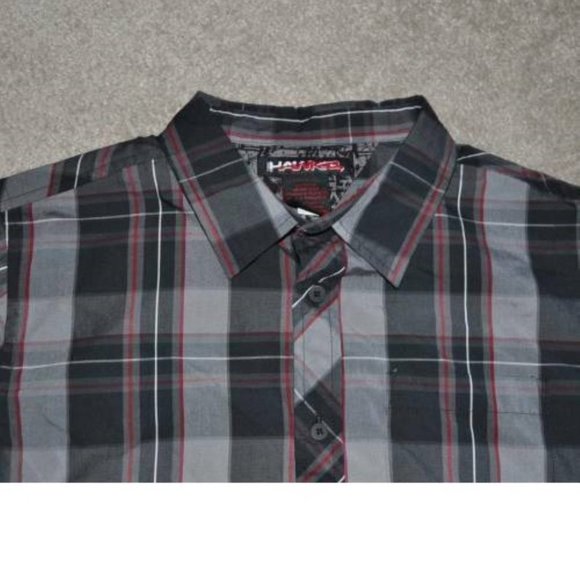*Sport Shirt Tony Hawk sz 18/20 Gray Red Plaid Long Roll Tab Sleeves Button Up - Picture 3 of 5
